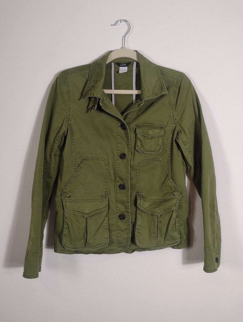 J. Crew Vintage 2006 Y2K Olive Green Cotton Canvas Utility Pocket Field Jacket